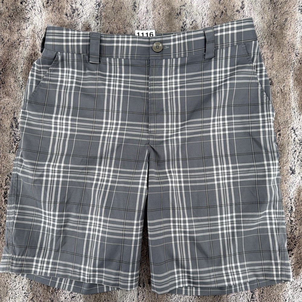 Under Armour Shorts Mens 32 Gray Plaid Loose Performance Golf Flat Front Active